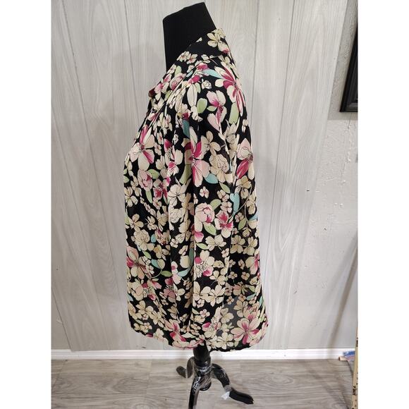 Emma James Woman, A Liz Claiborne Co. Size 18W Sheer Floral Blouse Fairy Peasant - Picture 4 of 8